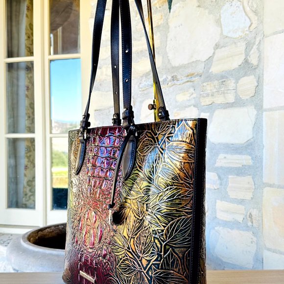 Brahmin Ellen Pesto Edgewood Embossed Leather Satchel/ Ady Wallet Option NWT - Picture 3 of 12